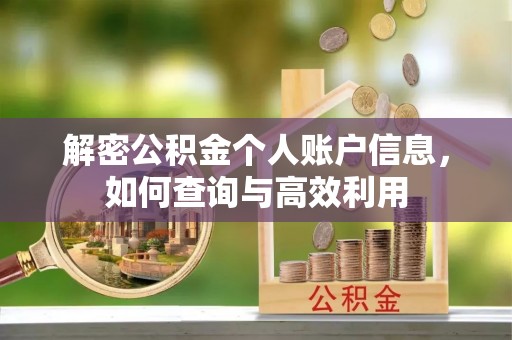 胶州解密公积金个人账户信息，如何查询与高效利用